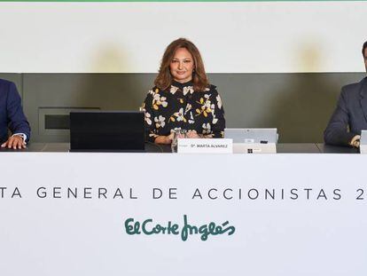 Víctor del Pozo, consejero delegado; Marta Álvarez, presidenta; y José Ramón de Hoces, consejero secretario de El Corte Inglés