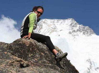 Edurne Pasabán, delante del Nanga Parbat en julio de 2005.