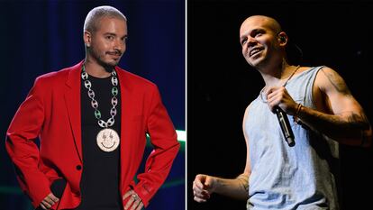 Los cantantes J Balvin y Residente, en distintas presentaciones.