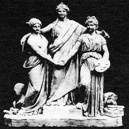 Grupo escultórico atribuido a Jerónimo Suñol que coronó la fachada norte del Museo del Prado.