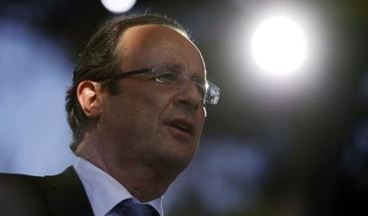 Fran&ccedil;ois Hollande, durante un acto de campa&ntilde;a en Niza.