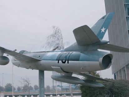El Hawker Hunter 731 está hoy exhibido en la base aérea de Cerrillos en Santiago de Chile