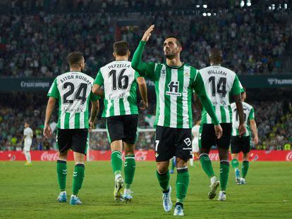 Juan Miguel "Juanmi" Jimenez of Real Betis celebrates a goal during the spanish league, La Liga Santander, football match played between Real Betis and Elche CF at Benito Villamarin stadium on August 15, 2022, in Sevilla, Spain.
AFP7 
15/08/2022 ONLY FOR USE IN SPAIN