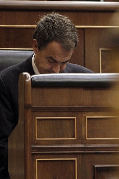 José Luis Rodríguez Zapatero, ayer en su escaño.
