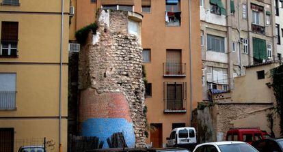 Una parte de la muralla &aacute;rabe de Valencia. 