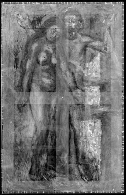 Radiografía de 'Azoteas de Barcelona' que muestra una imagen anterior de una pareja similar a la que aparece en 'La Vida'.