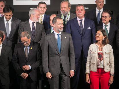 Torra y el Rey en la inauguración del Salón del Automóvil.