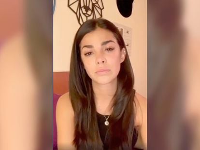 Captura del video en el que la actriz Daniela Berriel denuncia haber sido violada.