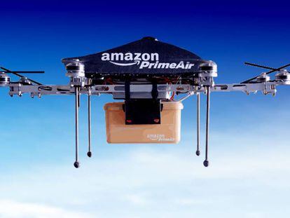 Amazon diseña un drone para recargar coches eléctricos en movimiento