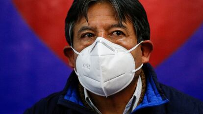 David Choquehuanca, vicepresidente de Bolivia, durante una conferencia de prensa en La Paz, en 2020.