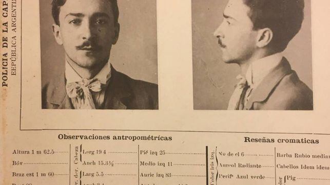 Ficha de Julio Camba de la Policía argentina.