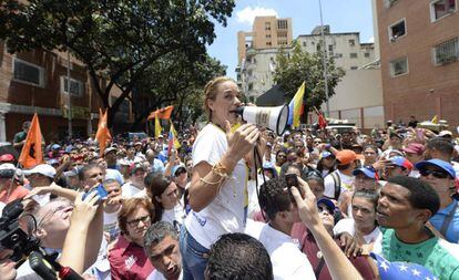 Lilian Tintori durante la marcha en Caracas. 