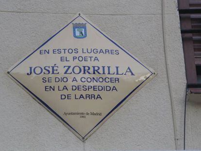 Placa dedicada a José Zorilla.