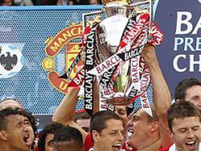 El Manchester United, celebrando el título de la Premier League