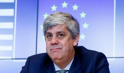 El presidente del Eurogrupo, Mário Centeno, en Luxemburgo este viernes.