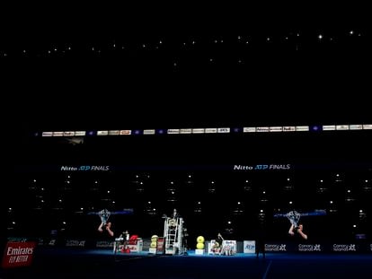 Vista general del O2 de Londres durante el partido entre Thiem y Tsitsipas.