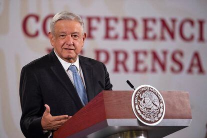 López Obrador, durante su conferencia de prensa de este lunes.