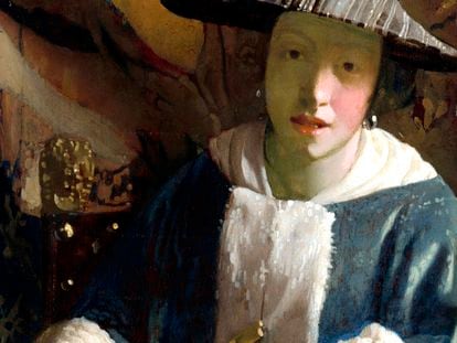 Imagen cedida por la National Gallery of Art de Washington de la obra 'Girl with a flute' (Muchacha con flauta) atribuida hasta ahora al pintor neerlandés Johannes Vermeer. El museo ha concluido que en realidad su autor es un pintor de su entorno.