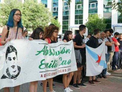 Protesta de apoyo a Cao en Madrid el día del juicio, en una imagen difundida por la plataforma que lo respalda.