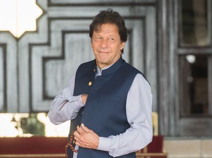 Imran Khan de visita  Cambridge el 15 de octubre de 2019. 