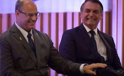 El gobernador Wilson Witzel y el presidente Bolsonaro en Río.