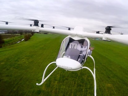 El Volocopter es el primer coche volador que transporta a un pasajero.