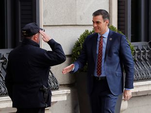 El presidente del Congreso, Pedro Sánchez, a su llegada al Congreso.
