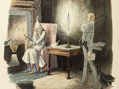 Dickens escogió a John Leech, un caricaturista que trabajaba para la prensa popular, para ilustrar cuatro pasajes de su 'Cuento de Navidad', protagonizado por Ebenezer Scrooge.