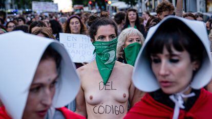 Manifestación a favor del aborto frente al Ministerio de Justicia en Madrid, en septiembre de 2022.