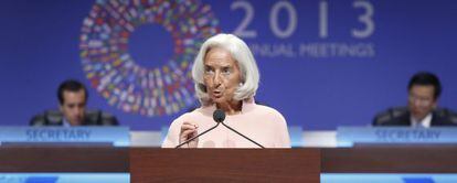 La directora gerente del FMI, Christine Lagarde, la semana pasada en la reunión con el Banco Mundial.