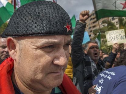 El concejal de Podemos Andrés Bódalo, durante una protesta.