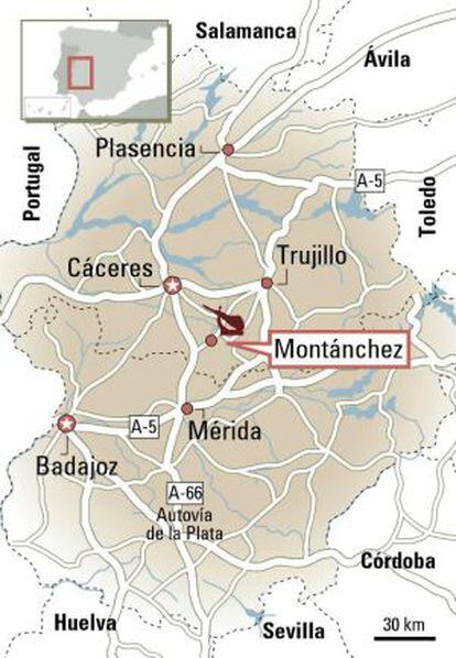 Mapa de Montánchez.