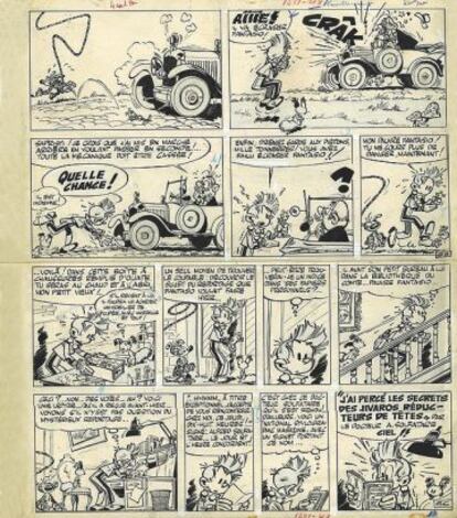 Página de Spirou dibujada por Franquin y vendida por 60.000 euros.