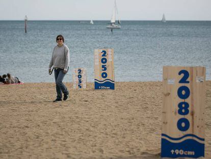 Las futuras líneas de costa en la playa de Somorrostro, en la Barceloneta. 