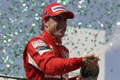 Alonso, en el podio del GP de Brasil