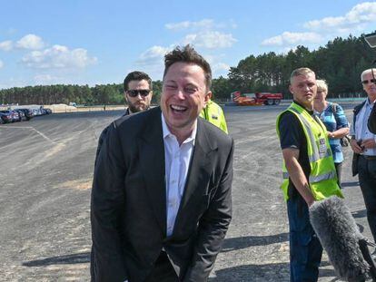 Elon Musk, el 3 de septiembre en una fábrica de Tesla en Gruenheide (Alemania).