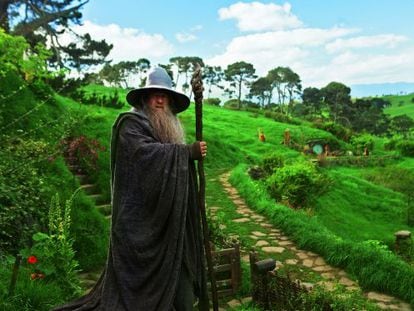 Ian McKellen caracterizado como Gandalf en 'El hobbit'