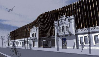 Recreación de la fachada principal de lo que podría ser una nueva subse del del Hermitage en la Barceloneta.