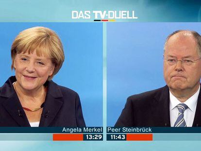Steinbrück ataca con agresividad a Merkel en un tenso debate electoral