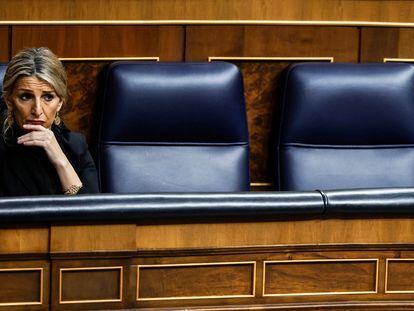 Yolanda Díaz, durante una sesión de Control al Gobierno en el Congreso de los Diputados.