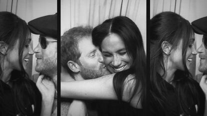 Una cariñosa imagen de los duques de Sussex en un fotomatón cedida por los propios Enrique y Meghan.