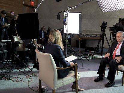 El secretario general de la ONU durante la entrevista, en Nueva York. En vídeo, la conversación con Guterres.