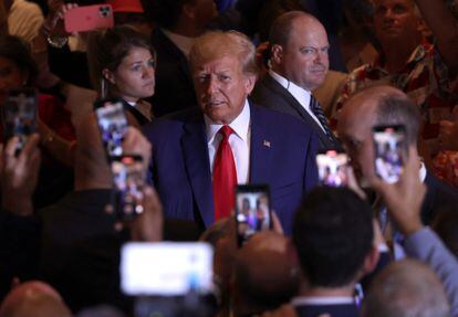 Donald Trump, a su llegada al acto en Mar-a-Lago Club (Florida). 