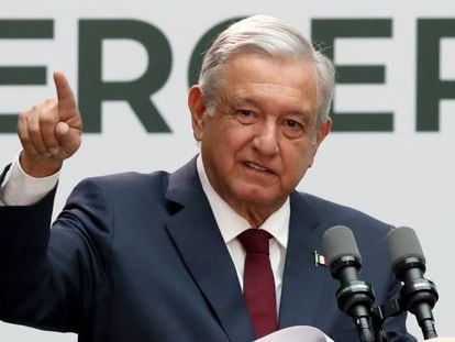 López Obrador en la presentación del primer informe de gobierno.