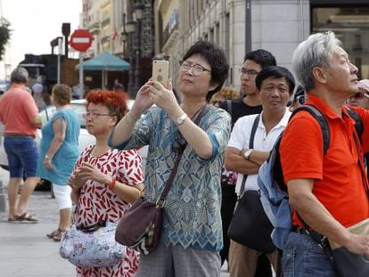Turistas chinos en Madrid.