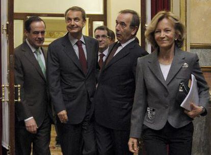 José Bono, José Luis Rodríguez Zapatero, José Antonio Alonso y Elena Salgado, en el Congreso.