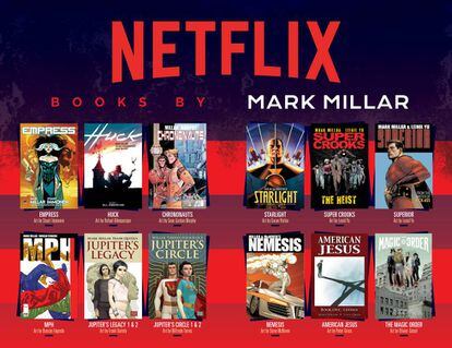 Doble páginas incluida en los tebeos de Mark Millar después de la adquisición de su universo por Netflix.