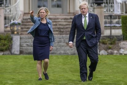 Magdalena Andersson and Boris Johnson, this Wednesday in Harpsund (Sweden).