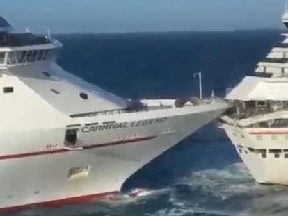 En vídeo, momento en el que ambos cruceros colisionan.