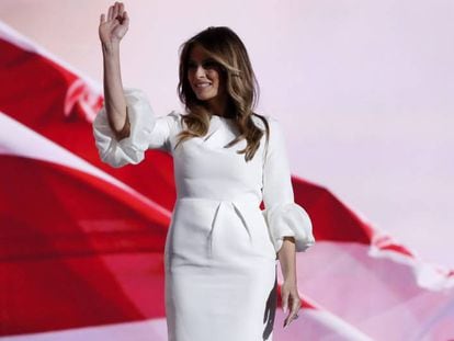 Melania Trump durante la Convención Nacional del Partido Republicano, en Ohio, el pasado julio, vestida por Roksanda.